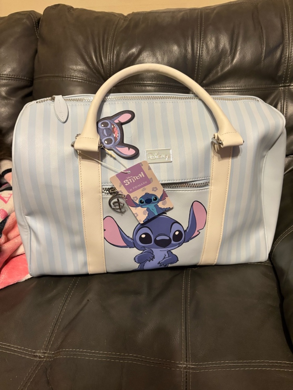 Primark Light Blue and Cream Stitch Weekend Travel Bag